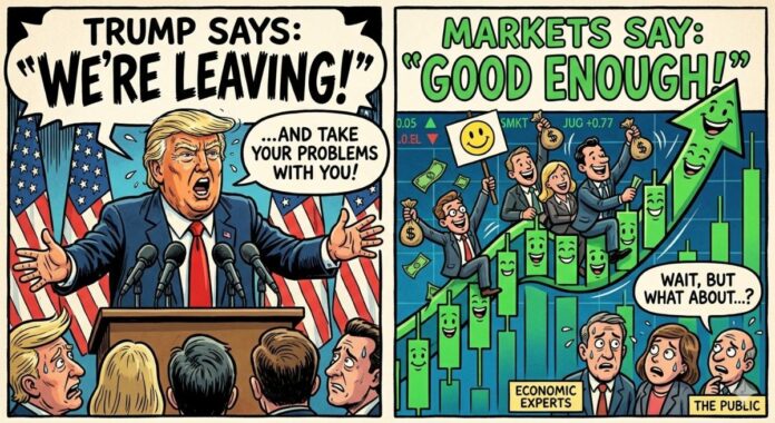 Trump Says “We’re Leaving,” Markets Say ‘Good Enough’